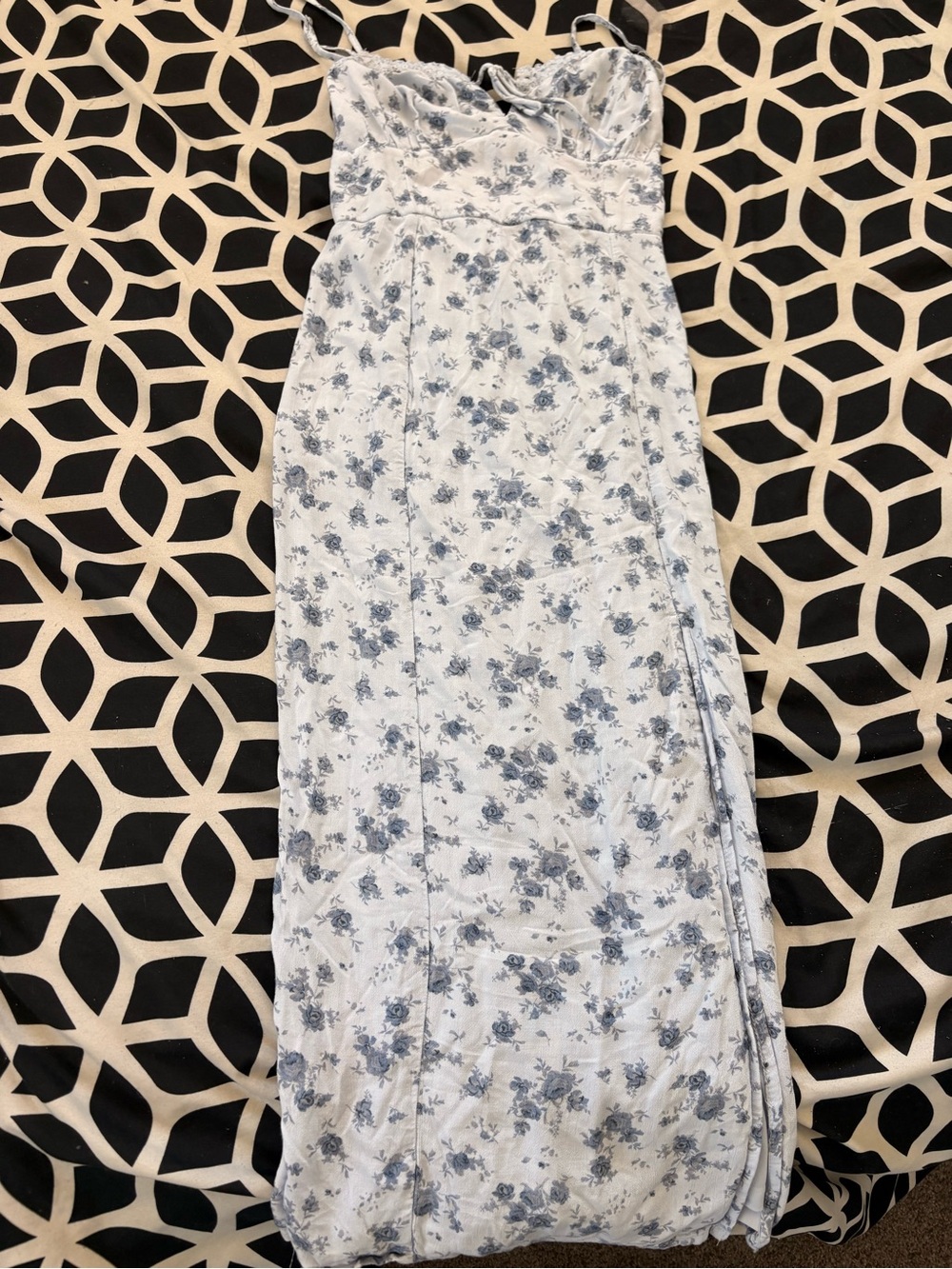 Aeropostale Light Blue and White Floral Maxi Dress